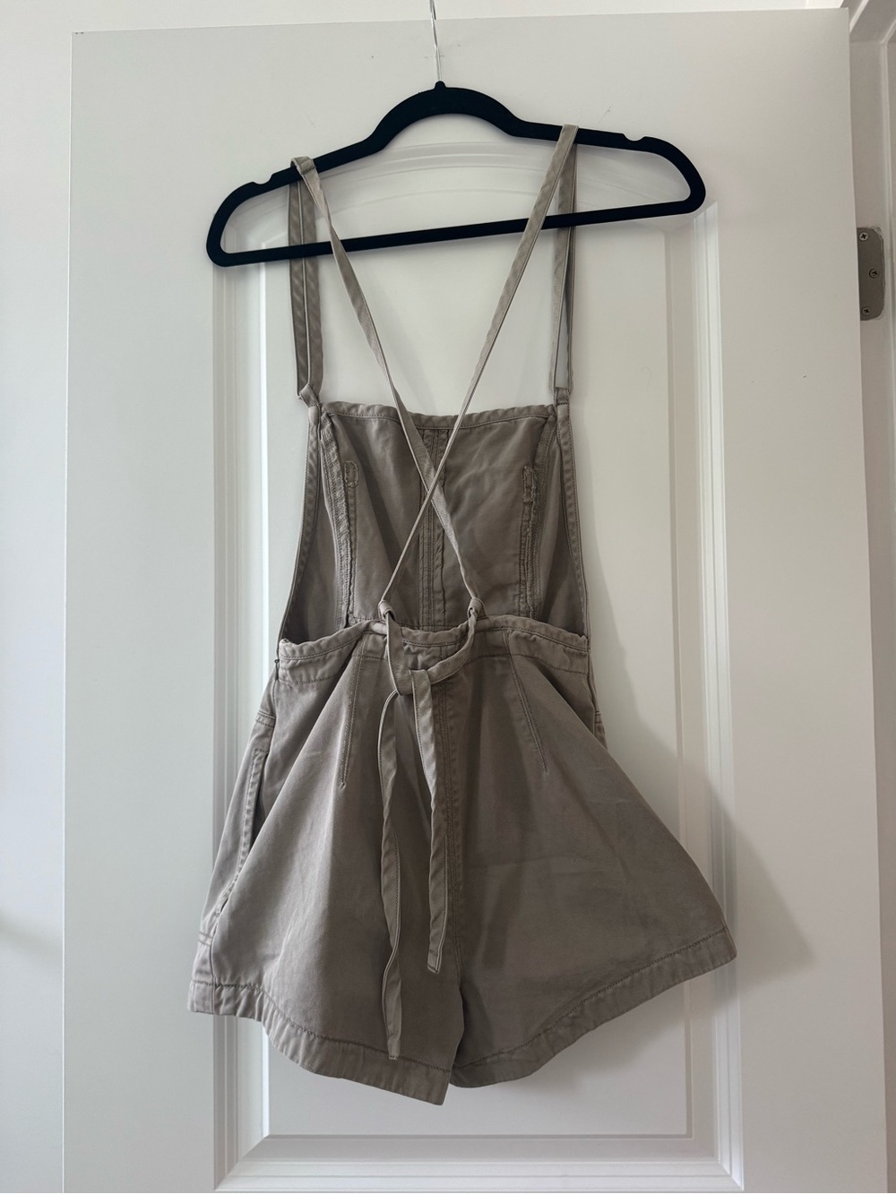 Free People Taupe Twill Short Overalls - Picture 2 of 5